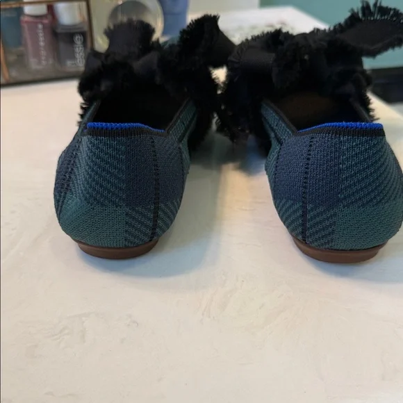 NEW Rothy's Black and Green Mary Jane Point Pine Plaid Flats - Picture 4 of 8